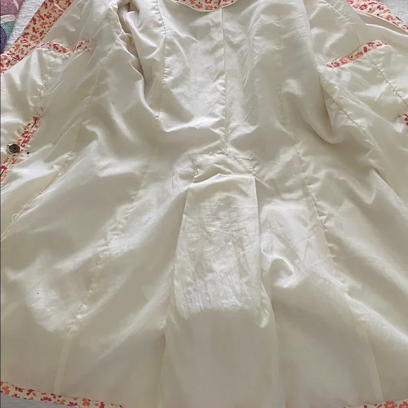 Women’s Lands’ End pink & orange floral trench coat trending fall 2025 - Picture 6 of 11